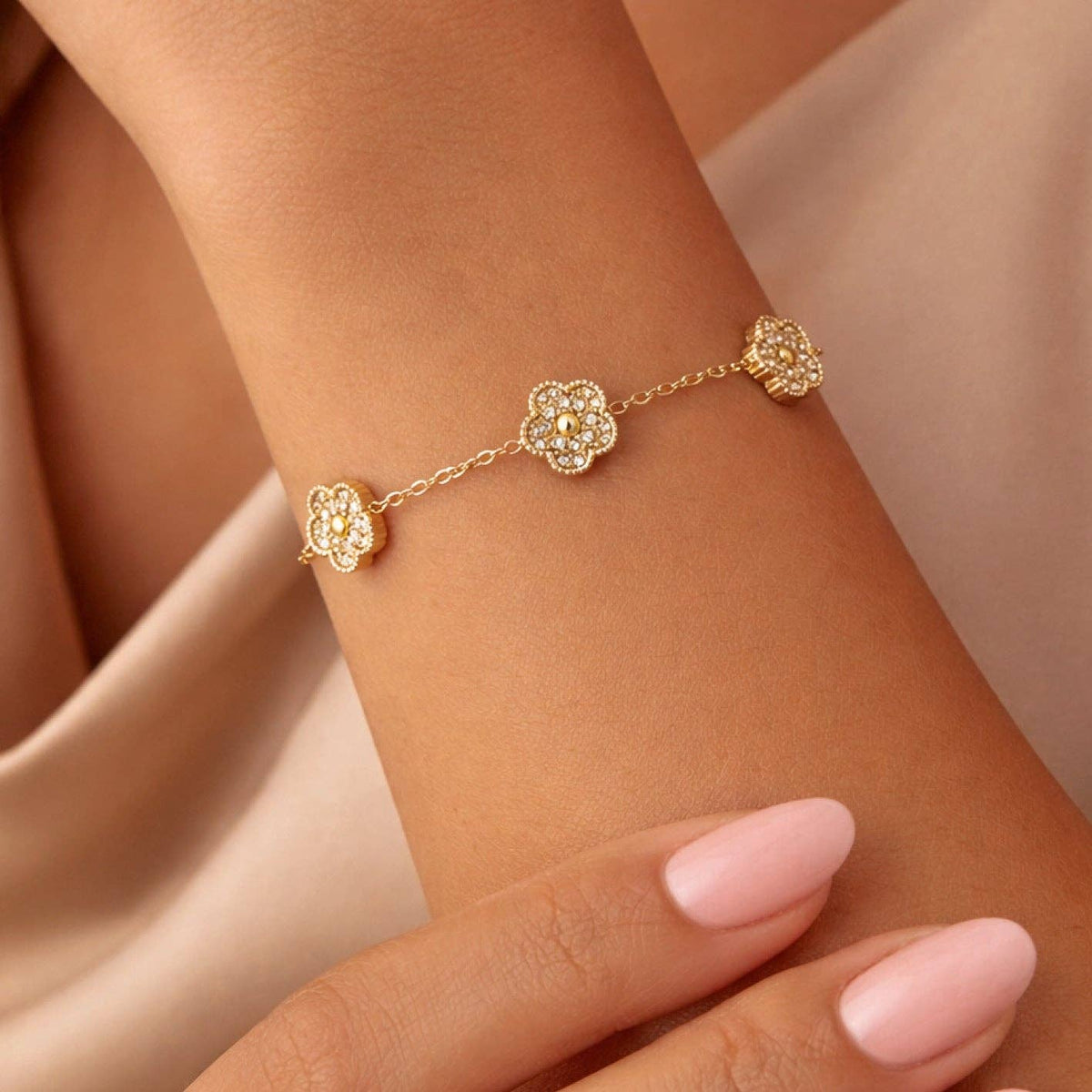 The 18K Gold Golden Hour Floral Bracelet