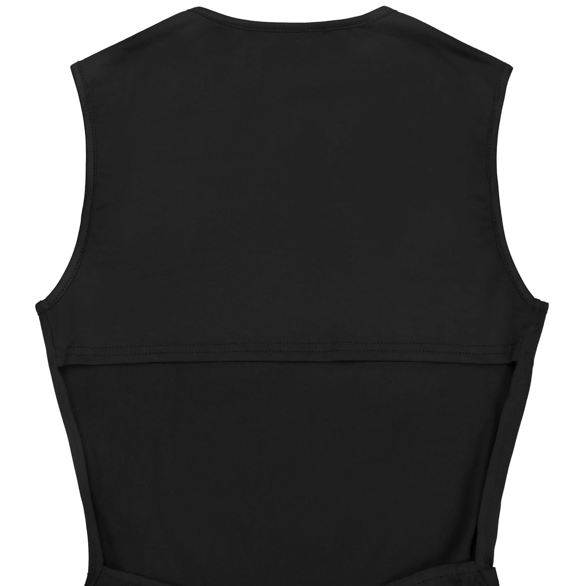 Black sleeveless vest on a white background