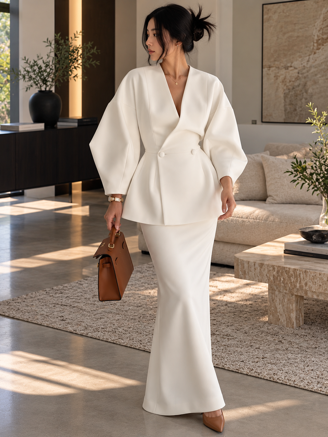 Double-Breasted Power Move Peplum Skirt Set