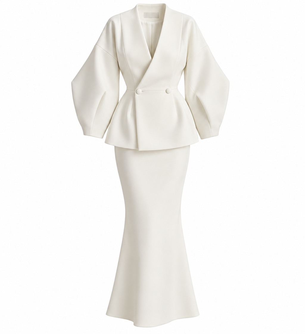 Double-Breasted Power Move Peplum Skirt Set