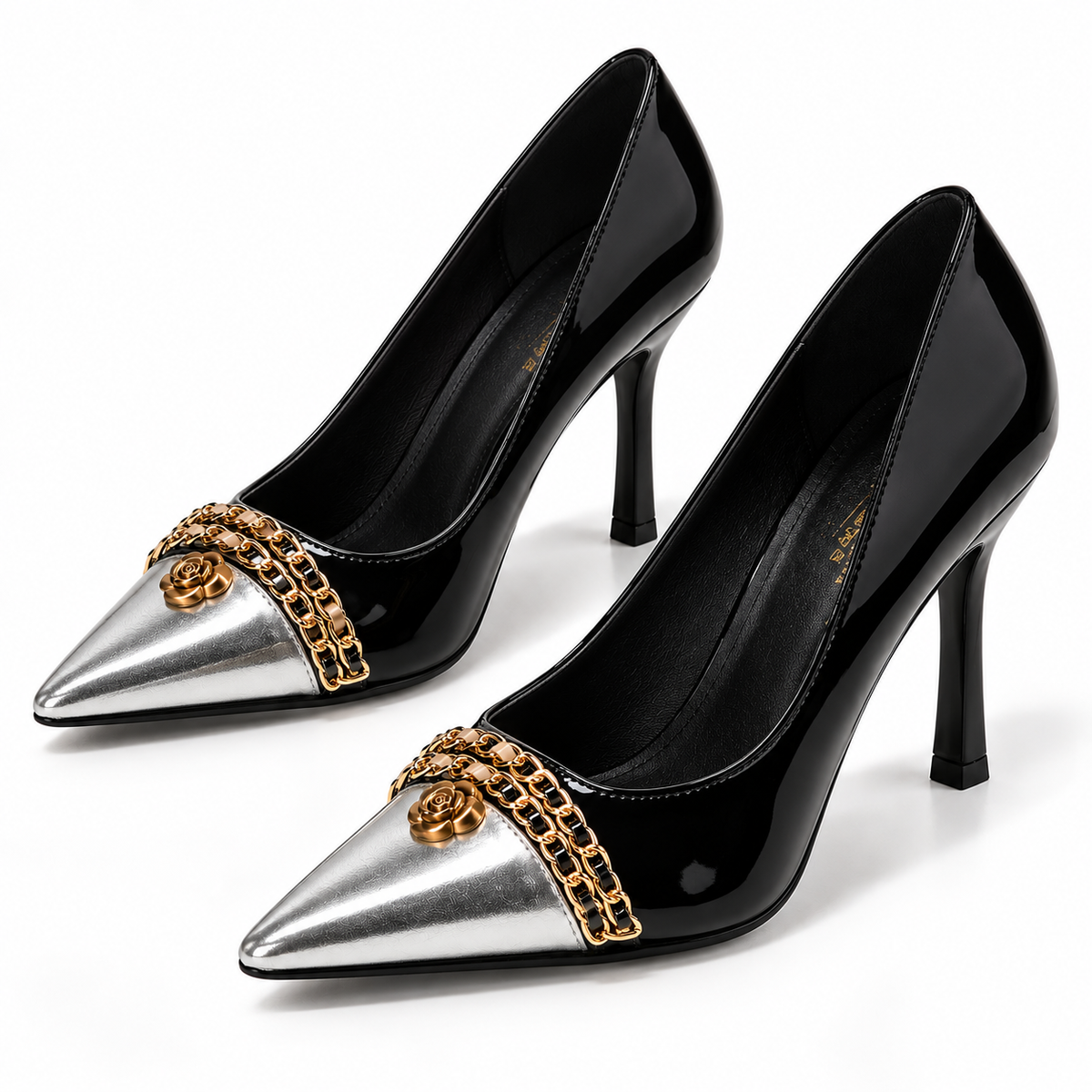 Take the Meeting Metal Chain Heels