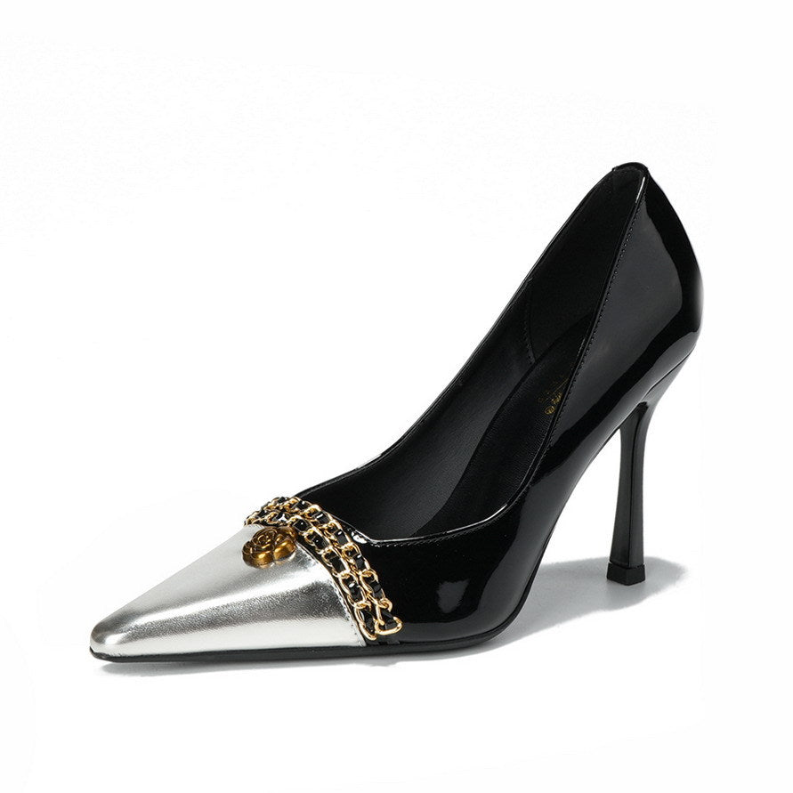 Take the Meeting Metal Chain Heels