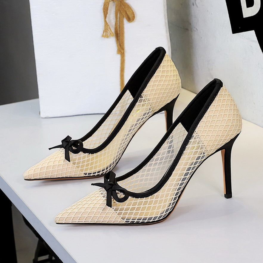 Riviera Bow Mesh Heels