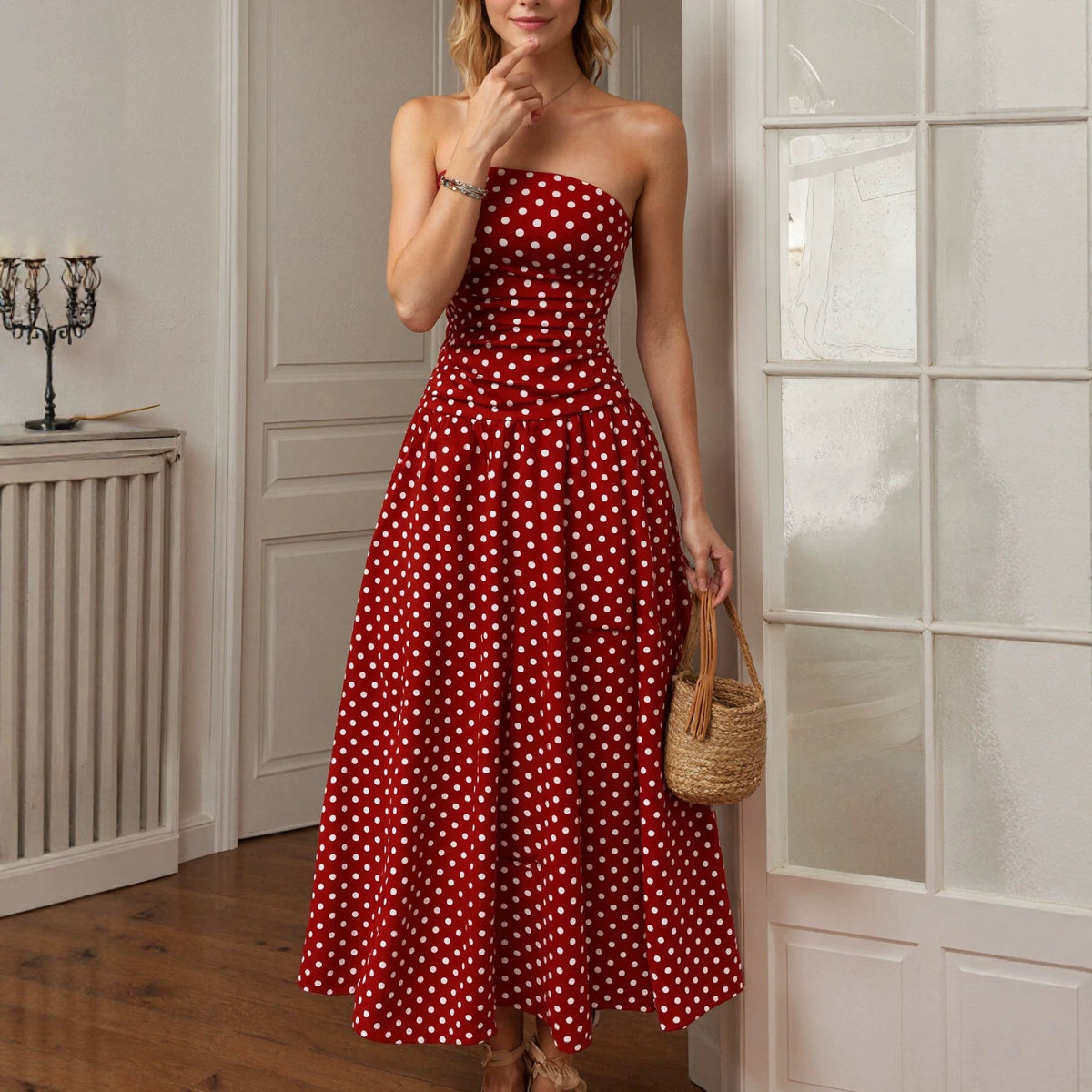 The Out of Office Polka Dot Maxi Dress