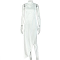 Be Impressive Asymmetric Backless Maxi Dress