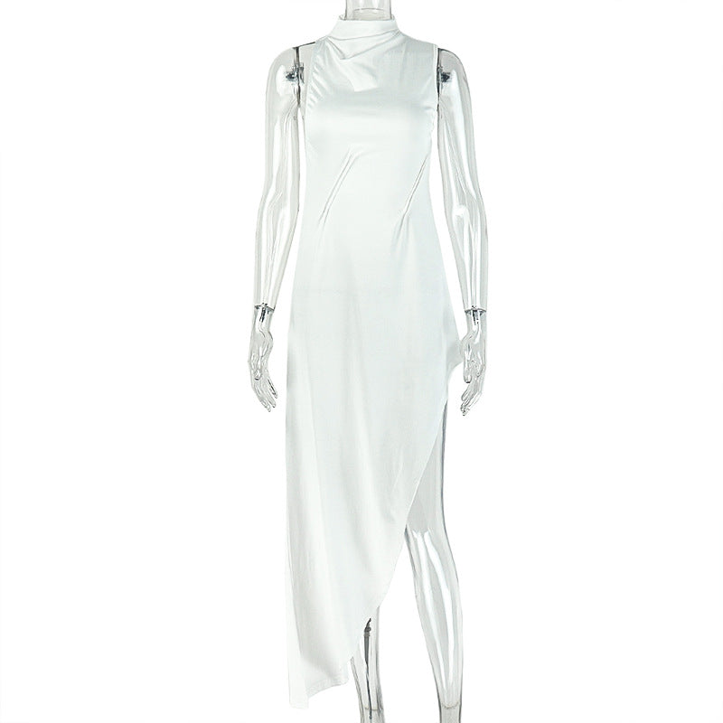 Be Impressive Asymmetric Backless Maxi Dress