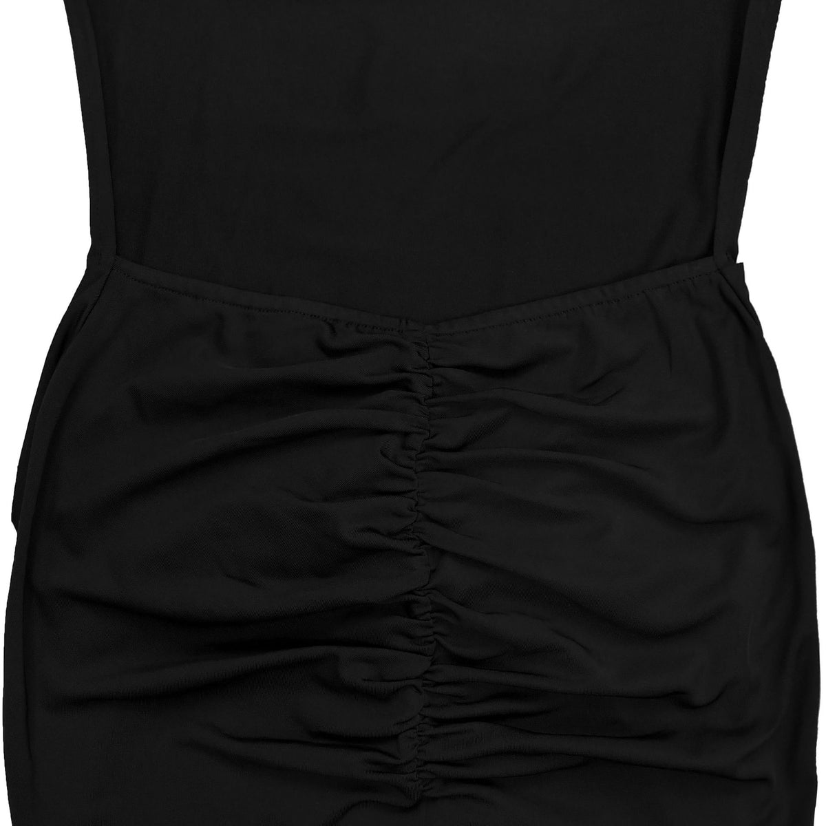 Black apron with a close-up of the waistband on a white background