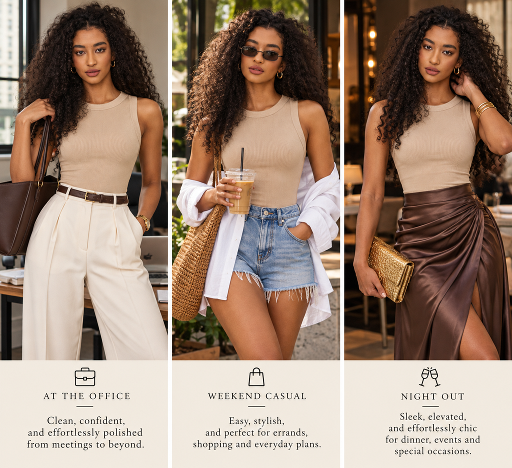Taupe Ribbed Knit Tank Top