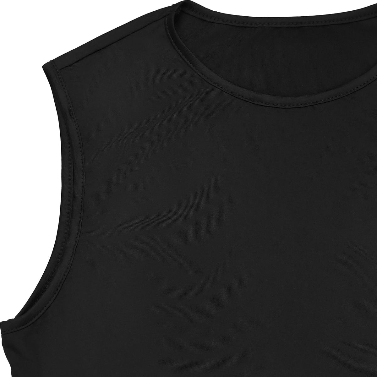 Black sleeveless top on a white background