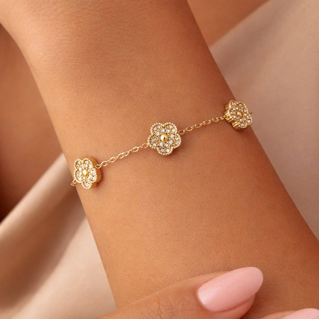 The 18K Gold Golden Hour Floral Bracelet