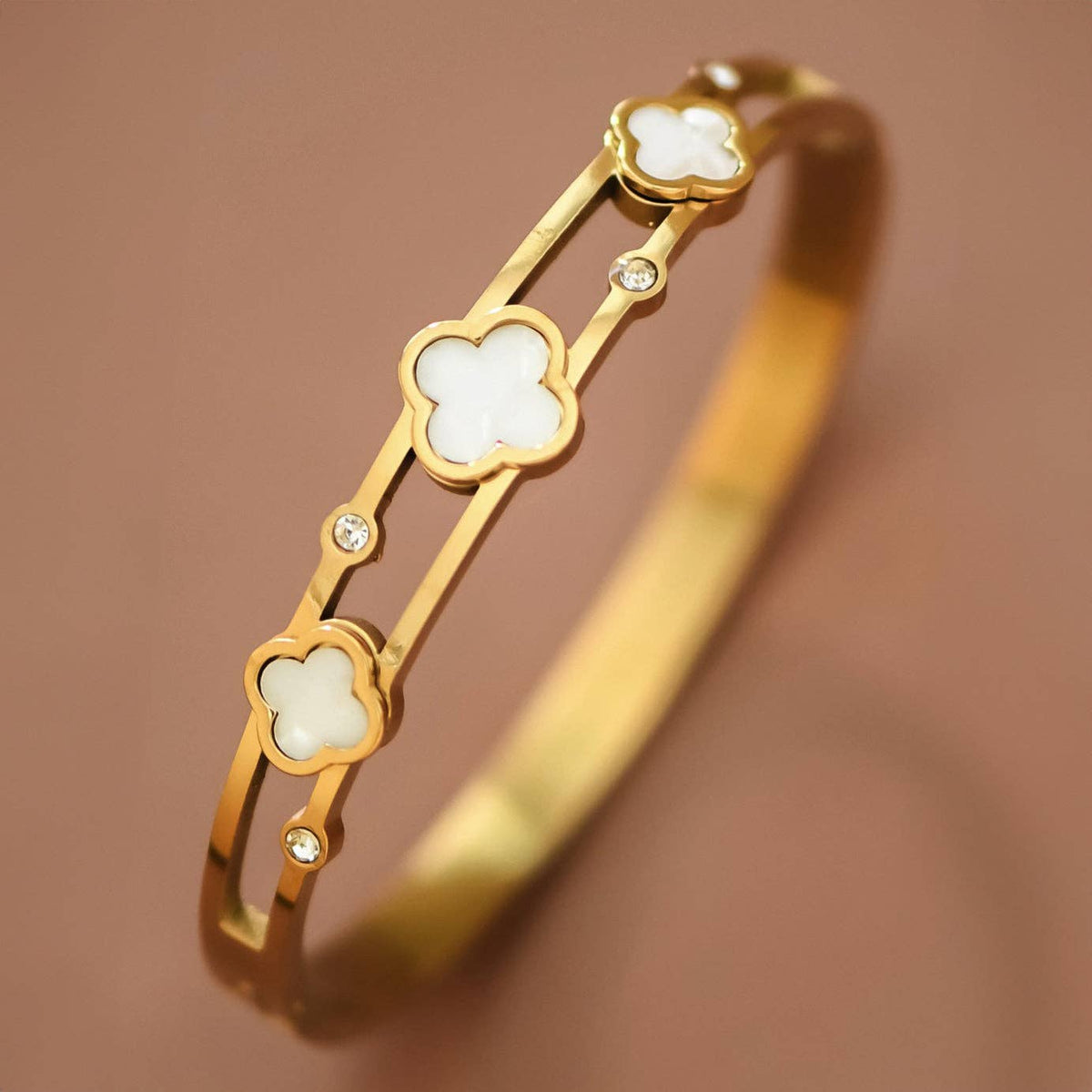 The 18K Gold Charmed Life Clover Bangle